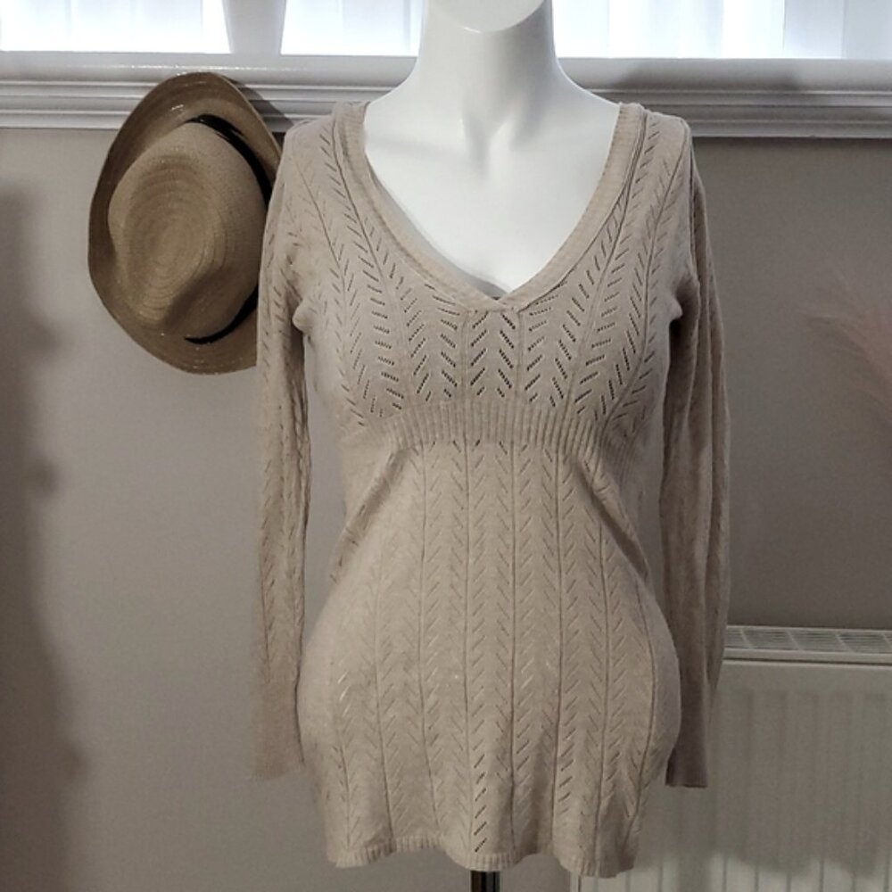 Vintage Hooded Fit and Flare pattern Knit top- XS